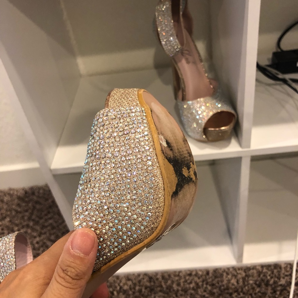Glitter Rhinestone Platform Peep-Toe - Picture 5 of 5